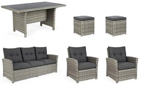 Set mobilier de grădină gri din ratan artificial pentru 6 persoane Ariel – Bizzotto