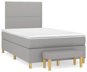 vidaXL Pat box spring cu saltea, gri deschis, 120x190 cm, textil