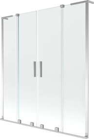 Mexen Velar L Duo paravan de baie cu 2 aripi glisante 160 x 150 cm, transparent, crom - 896-160-003-02-01