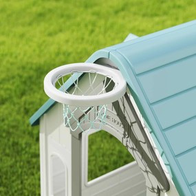 AIYAPLAY Căsuță de Joacă 5-în-1 pentru Copii, de Exterior și Interior, cu Coș de Baschet, Poartă de Fotbal, Tablă de Darts, Joc de Aruncare a Inelelor pentru Copii 2-5 Ani, Bej | Aosom Romania