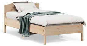 842622 vidaXL Cadru de pat cu tăblie, 90x190 cm, lemn masiv pin