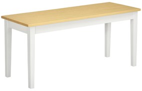 HOMCOM Banc din lemn pentru 2 persoane bicolore cu șezut natural și picioare albe 102 x 36 x 45 cm | Aosom Romania