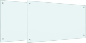 vidaXL Panou de bucătărie 2 pcs Alb 90 x 50 cm sticlă securizată
