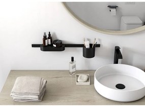 Set accesorii de baie, Hansgrohe, WallStoris, cu bara de suport, negru mat