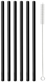 Set 6 paie din sticlă Vialli Design, lungime 20 cm, negru