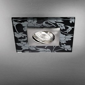 Spot incastrabil tavan directionabil cu sticla decorativa CLASA crom satin/negru