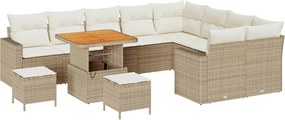 vidaXL Set de canapele pentru grădină 13 pcs Bej și crem poliratan