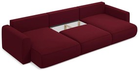 Colțar burgundy extensibil/cu spațiu de depozitare cu tapițerie din catifea (în formă de "U") Kapua – Makamii