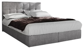 Pat matrimonial Boxspring 140 cm Porto (gri) ( cu saltea și sp. depozitare). 1047305