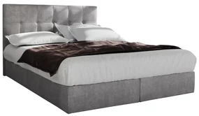 Pat matrimonial Boxspring 140 cm Porto (gri) ( cu saltea și sp. depozitare). 1047305