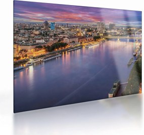 Tablou pe sticlă cu orașul Bratislava cu râu (70x50 cm)