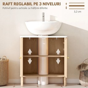 HOMCOM Dulap sub lavoar cu 2 uși, cu raft reglabil, cu efect de marmură și stejar | Aosom Romania