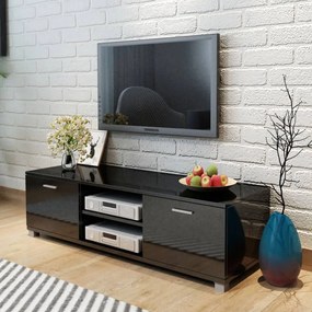 Comoda TV, negru extralucios, 140 x 40,3 x 34,7 cm 1, Negru, 140 x 40.3 x 34.7 cm