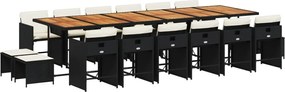 vidaXL Set mobilier de grădină cu perne, 17 piese, negru, poliratan