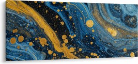 Tablou - Abstracție albastră cu aur (120x50 cm)