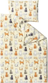 Lenjerie de pat din polibumbac COLORED CATS POLY crem Dimensiune lenjerie de pat: 70 x 90 cm | 140 x 200 cm
