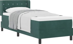 vidaXL Pat cu arcuri cu saltea Verde închis 200 x 80 cm Catifea