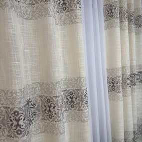 Set două Draperii (Opacitate 60%), din In texturat, cu Model imprimat, Gata lucrate (Inele galerie), Culoare Bej + Gri, Dimensiuni draperie 160x260 cm (x2), Brand Originalio