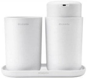 Set accesorii baie Brabantia ReNew 1003492, 3 piese, 250 ml, Rezistent la coroziune, Alb
