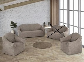Set huse elastice pentru canapea 3 Locuri si 2 fotolii, fara volanas, model Jacquard Bej in dungi