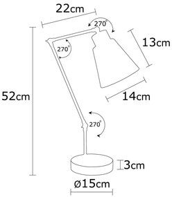 Veioză Manavgat Alb 52x14x14 cm