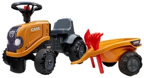 Tractor cu pedale pentru copii, Falk, cu remorca paleta si lopata, portocaliu
