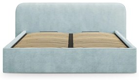 Pat matrimonial verde mentă tapițat cu spațiu de depozitare cu somieră 200x200 cm Elizabeth – Micadoni