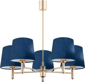 Brilagi - Candelabru pe tijă MONTE, 5xE27/60W/230V, albastru/auriu