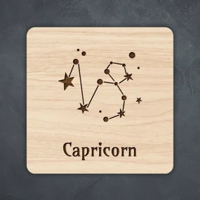 DUBLEZ | Suport de pahar din lemn - Semnul Capricorn