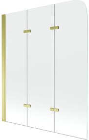 Mexen Felix protecție cadă cu 3 panouri 120 x 140 cm, transparent, auriu - 890-120-003-50-00