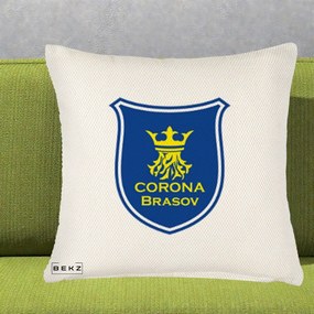 Perna Personalizata Corona Brasov Fotbal, 40x40 cm, Crem Reliefat, Husa Detasabila, Perna Inclusa, BEKZ®