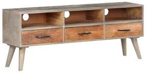 vidaXL Comodă TV, gri, 130x35x51 cm, lemn masiv de mango nefinisat