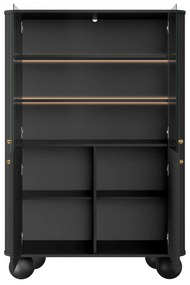 Vitrină Vesper 103 cm - negru / picioare aurii