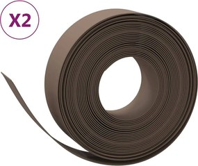 vidaXL Borduri de grădină, 2 buc, maro, 10 m 15 cm, polietilenă