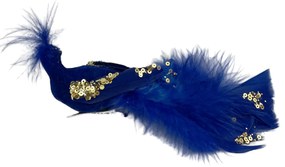 Ornament brad Pasare Beauty 20cm, Albastru