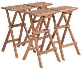 vidaXL Scaune de bar pliabile, 4 buc., lemn masiv de tec