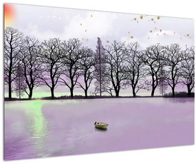 Tablou - Barcă pe lac (90x60 cm)