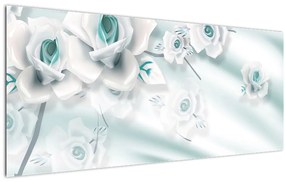 Tablou - Flori de trandafir turcoaz (120x50 cm)