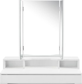 Toaletný stolík Marla s trojitým zrkadlom v bielej farbe bez stoličky