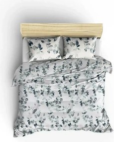 Set cuvertura pat dublu SABINE, alb/verde, bumbac, 200x235 cm, cu cear