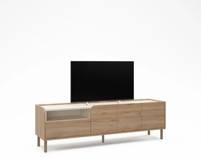 Comodă TV în culoare naturală cu aspect de lemn de stejar 180x55,5x44 cm Monza – Marckeric