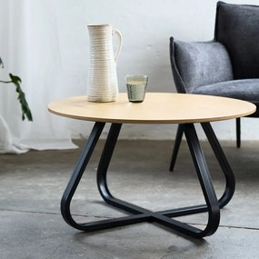Măsuță de cafea în culoare naturală rotundă cu blat cu aspect de lemn de stejar ø 80 cm Cesura – Unique Furniture