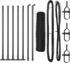 vidaXL Stâlp de gard. Gri 10 x 0,4 m (plasă de 50 mm) Oțel și PVC