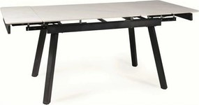 Masa extensibila JOHN, crem cu efect de marmura/negru mat, ceramica/me