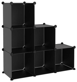 Organizator cub de depozitare, 6 cuburi, negru, PP 1, 94.5 x 31.5 x 93 cm, Negru, 1, 94.5 x 31.5 x 93 cm