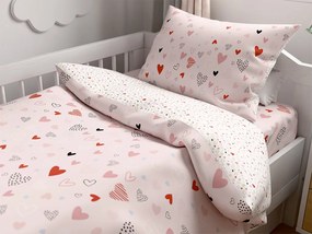 Set Lenjerie de pat din microfibra pentru patut cu CearsaF LOVITA, roz
