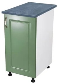 Corp inferior cu 1 Usa Zebra, Alb/MDF Verde si blat Beton 40 x 85 x 60
