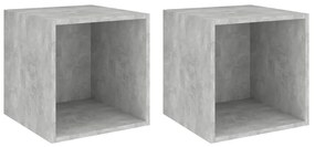 805457 vidaXL Dulapuri de perete, 2 buc., gri beton, 37x37x37 cm, PAL