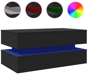 Masuta de cafea cu lumini LED, negru, 90x50x40 cm