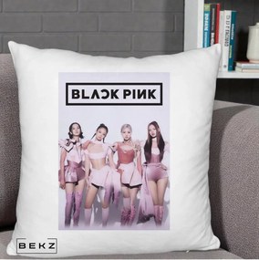 Perna Personalizata K-pop BLACKPINK Poster Roz Tinute Coordonate, 40x40 cm, Alb Pufos, Husa Detasabila, Perna Inclusa, BEKZ®